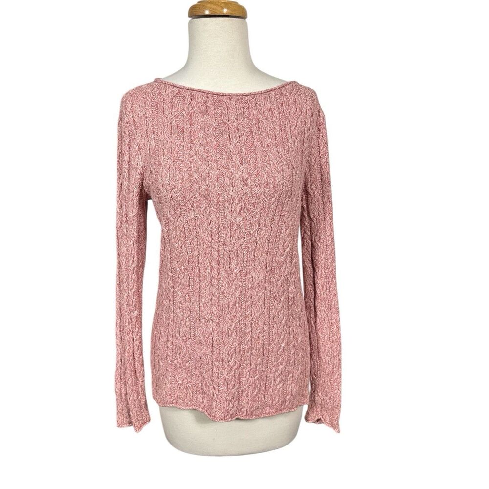 Pink Cotton Cable Knit Sweater